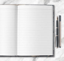 Load image into Gallery viewer, Personalized Notebook Custom Name Journal Customized Abstract Black Gold Minimalist Notebook Daily Affirmations Gratitude Dream Diary