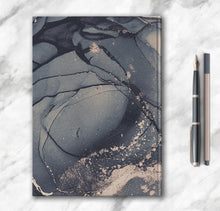 Load image into Gallery viewer, Personalized Notebook Custom Name Journal Customized Abstract Black Gold Minimalist Notebook Daily Affirmations Gratitude Dream Diary
