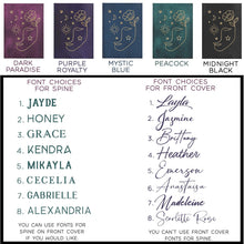 Load image into Gallery viewer, Personalized Feminine Goddess Notebook Custom Spiritual Manifestation Book Shadow Work Customized Witchy Celestial Moon Dream Travel Diary