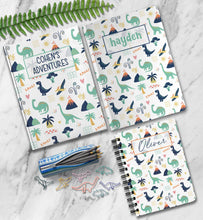 Load image into Gallery viewer, Personalized Kids Notebook Custom Name Journal Customized Dinosaur Birthday Gift for Child Unique Dino School Writing Notebook for Children