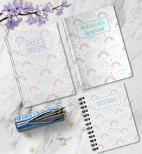 Load image into Gallery viewer, Rainbow Personalized Kids Notebook Custom Name Journal Customized Dream Diary for Girls School Work Notebook Birthday Gift for Daughter
