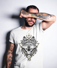 Load image into Gallery viewer, Wolf TShirt Bohemian Wolves Tee Wolverine Wildlife Animal Lover Gift for Boyfriend Dad Adventure Nature Outdoor Hiking Clothing Boho T Shirt