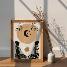 Load image into Gallery viewer, Spiritual Feminine Art Print Inspirational Floral Woman Wall Hangings Boho Moon Sun Female Mid Century Modern Art for Home Spiritual Gift