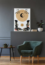 Load image into Gallery viewer, Spiritual Feminine Art Print Inspirational Floral Woman Wall Hangings Boho Moon Sun Female Mid Century Modern Art for Home Spiritual Gift