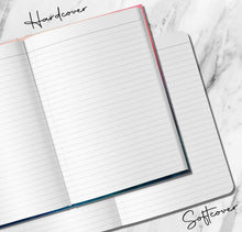 Load image into Gallery viewer, Personalized Notebook Spiritual Universe Goddess Journal Manifestation Sun Moon Stars Dream Journal Celestial Intentions Customize The Spine