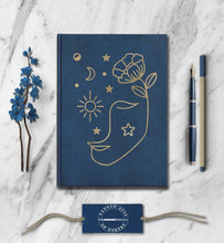Load image into Gallery viewer, Personalized Feminine Goddess Notebook Custom Spiritual Manifestation Book Shadow Work Customized Witchy Celestial Moon Dream Travel Diary