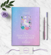 Load image into Gallery viewer, Unicorn Journal Personalized Kids Notebook Custom Girls Dream Diary Customized Fantasy Adventure Journal for Daughters Niece Birthday Gift