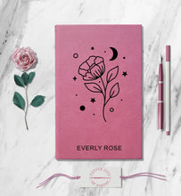 Load image into Gallery viewer, Rose Personalized Spiritual Notebook Custom Name Journal Customized Leatherette Poetry Dream Diary Celestial Witchy Meditation Yoga Gift