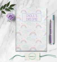 Load image into Gallery viewer, Rainbow Personalized Kids Notebook Custom Name Journal Customized Dream Diary for Girls School Work Notebook Birthday Gift for Daughter