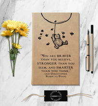 Load image into Gallery viewer, Winnie The Pooh Braver Stronger Personalized Leatherette Notebook Inspirational Motivational Quote Custom Kid Notebook