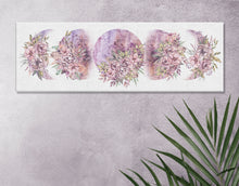 Load image into Gallery viewer, Purple Moon Phase Canvas Aesthetic Boho Floral Wall Decor  Crescent Moon Wall Hangings Spiritual Celestial Flower Wall Art Moon Goddess Gift