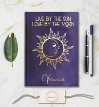 Load image into Gallery viewer, Sun Moon Personalized Notebook Custom Travel Journal Customized Manifestation Spiritual Journal Celestial Dream Diary Gift for Witchy Friend