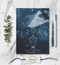 Load image into Gallery viewer, Spiritual Yoga Personalized Name Journal Meditation Notebook Custom Words On Spine Moon Phase Dream Journal Daily Writing Book Gift For Yogi