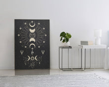Load image into Gallery viewer, Moon Phase Art Print Spiritual Snake Wall Hangings Crystals Stones Witchy Art for Bedroom Universe Stars Third Eye Gift for Home Night Sky