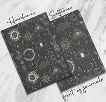 Load image into Gallery viewer, Third Eye Sun Moon Journal Spiritual Healing Crystals Stones Notebook Stars Cloud Dream Diary Magical Meditation Celestial Universe Journal