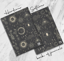 Load image into Gallery viewer, Third Eye Sun Moon Journal Spiritual Healing Crystals Stones Notebook Stars Cloud Dream Diary Magical Meditation Celestial Universe Journal