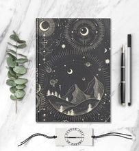 Load image into Gallery viewer, Space Mountain Journal Moon Dream Diary Universe Planet Travel Notebook Celestial Forest Adventure Journal Magical Spiritual Witchy Book