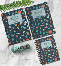 Load image into Gallery viewer, Outer Space Personalized Name Notebook Custom Kids Galaxy Journal Customized Gift for Son Astronaut Rocket Ship Planets Galaxy Universe Book