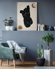 Load image into Gallery viewer, Spiritual Feminine Art Print Floral Woman Body Wall Art Abstract Boho Moon Sun Female Art Mid Century Modern Art for Home Spiritual Her Gift