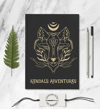 Load image into Gallery viewer, Wolf Adventure Journal Personalized Travel Notebook Custom Nature Journal Customized Camping Hiking Outdoor Explorer Book Animal Lover Gift