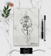 Load image into Gallery viewer, Personalized Leatherette Notebook Custom Leather Initial Name Journal Customized Blank Poetry Rose Journal Poet Author Writer Artist Gift