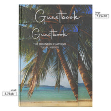 Load image into Gallery viewer, Palm Tree Personalized Guestbook Custom Beach Vacation Home Guest Book Customized Tropical Sea Getaway Notebook Travel Rental Memory Journal
