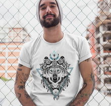 Load image into Gallery viewer, Wolf TShirt Bohemian Wolves Tee Wolverine Wildlife Animal Lover Gift for Boyfriend Dad Adventure Nature Outdoor Hiking Clothing Boho T Shirt
