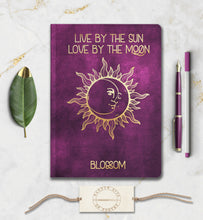 Load image into Gallery viewer, Sun Moon Personalized Notebook Custom Travel Journal Customized Manifestation Spiritual Journal Celestial Dream Diary Gift for Witchy Friend
