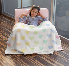 Load image into Gallery viewer, Rainbow Hearts Blanket Soft Fleece or Sherpa Bedding for Daughters Room Girls Decorative Bedroom Decor Baby Shower Gift for Girl Nursery

