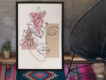 Load image into Gallery viewer, One Line Woman Art Print Minimalist Neutral Floral Wall Hangings Simple Feminine Flower Art Abstract Mid Century Modern Home Wall Decor
