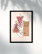 Load image into Gallery viewer, One Line Woman Art Print Minimalist Neutral Floral Wall Hangings Simple Feminine Flower Art Abstract Mid Century Modern Home Wall Decor
