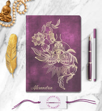 Load image into Gallery viewer, Spiritual Moth Personalized Notebook Custom Dream Journal Mystical Manifestation Journal Third Eye Shadow Book Mythology Witchy Gift for Her
