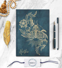 Load image into Gallery viewer, Spiritual Moth Personalized Notebook Custom Dream Journal Mystical Manifestation Journal Third Eye Shadow Book Mythology Witchy Gift for Her
