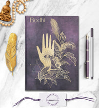 Load image into Gallery viewer, Spiritual Hamsa Hand Personalized Spell Notebook Custom Book of Shadows Customized Magical Evil Eye Journal Witchy Manifestation Journal
