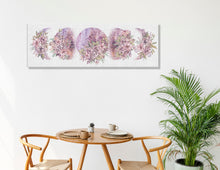 Load image into Gallery viewer, Purple Moon Phase Canvas Aesthetic Boho Floral Wall Decor  Crescent Moon Wall Hangings Spiritual Celestial Flower Wall Art Moon Goddess Gift
