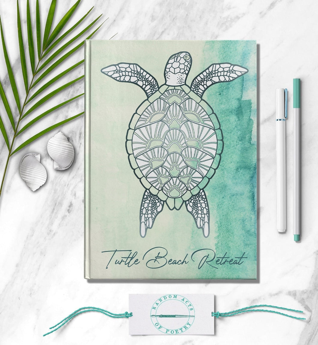 Sea Turtle Personalized Travel Notebook Custom Nautical Guest Book Customized Beach House Adventure Memory Journal Ocean Animal Lovers Gift