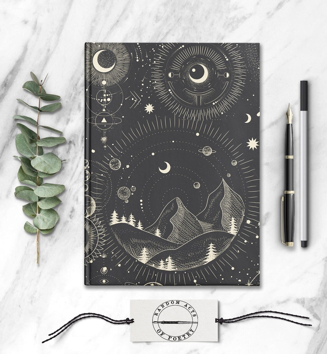 Space Mountain Journal Moon Dream Diary Universe Planet Travel Notebook Celestial Forest Adventure Journal Magical Spiritual Witchy Book