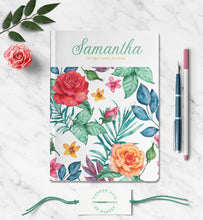 Load image into Gallery viewer, Roses Personalized Name Notebook Custom Mental Health Journal Customized Self Love Notebook Floral Travel Journal Personal Growth Notebook
