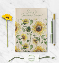 Load image into Gallery viewer, Sunflower Personalized Garden Notebook Custom Flower Growing Journal Customized Name Notebook Botanical Outdoor Travel Journal Floral Book
