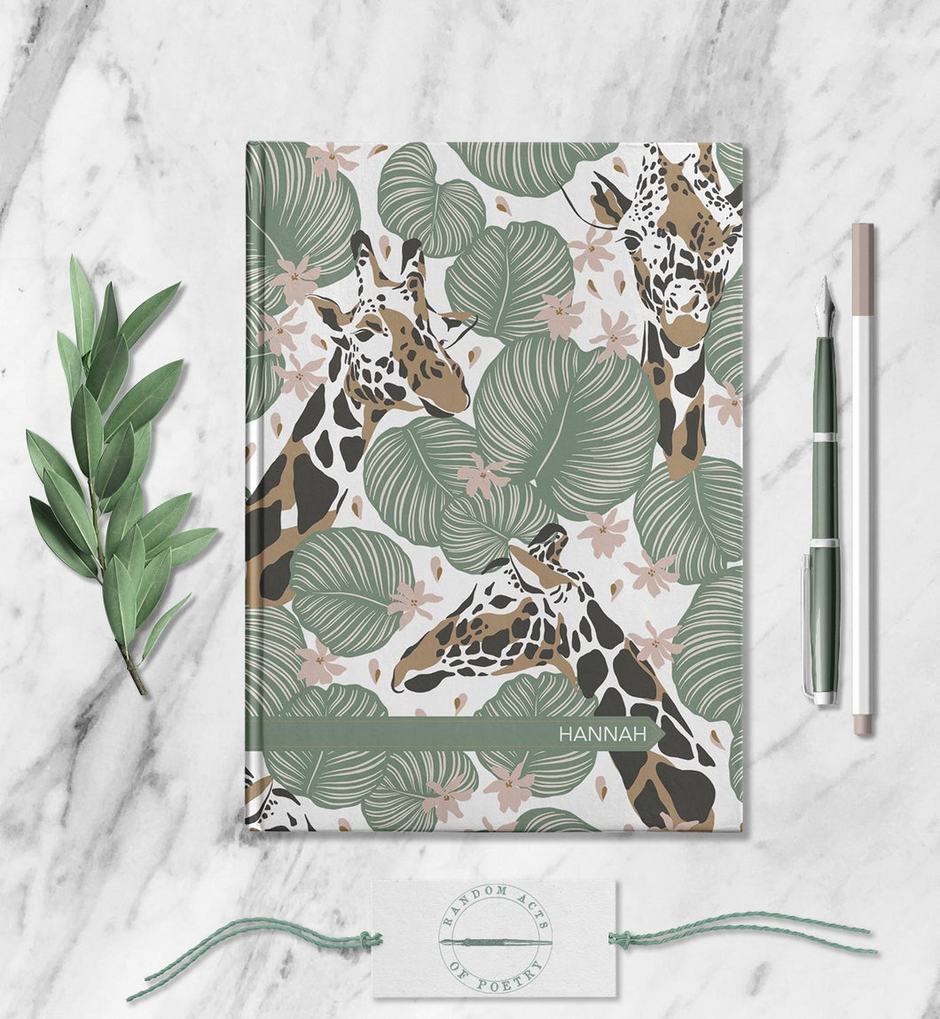 Tropical Personalized Name Notebook Custom Boho Giraffe Journal Customized Simple Botanical Diary Floral Travel Dream Journal Daily Writing