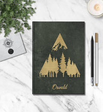 Load image into Gallery viewer, Personalized Mountain Tree Journal Custom Forest Hiking Nature Journal Customized Adventure Outdoor Notebook Travel Journal Gift for Hiker
