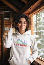 Load image into Gallery viewer, Wild Hoodie Not All Who Wander Are Lost Forest Rainbow Hooded Sweatshirt Adventure Nature Outdoor Explorer Gift for Hiking Camping Lover
